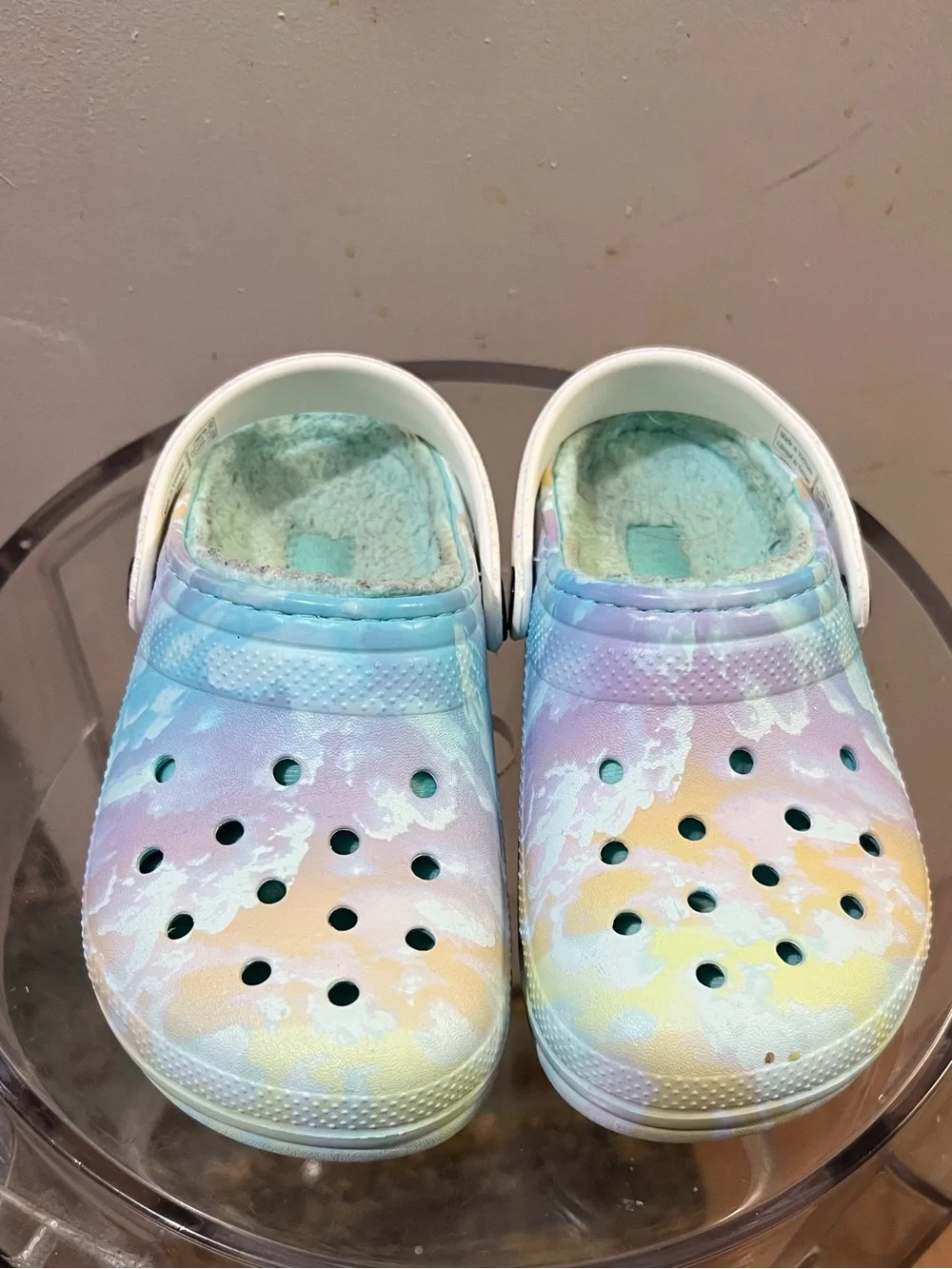 CROCS Kids Pastel Tie-Dye Clogs with White Strap